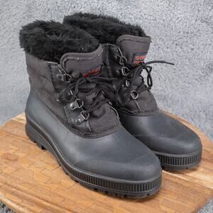 SOREL Black Nylon and Rubber Winter Boots Faux Fur Trimmed Felt Liners Womens 10